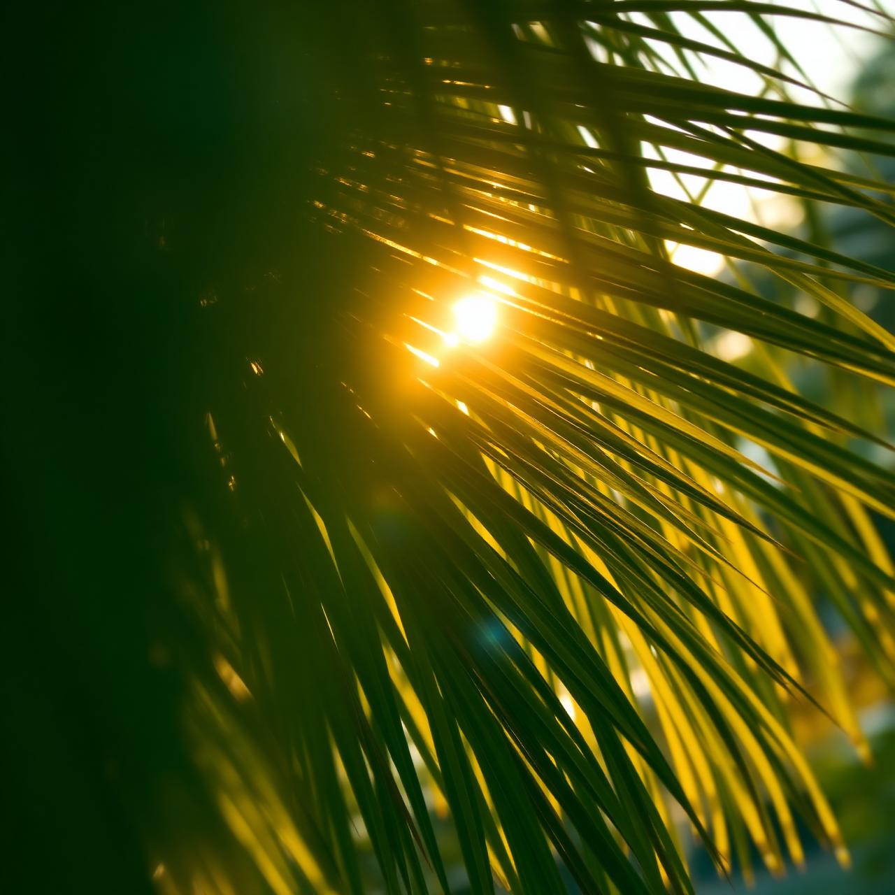 Sunlit palm fronds